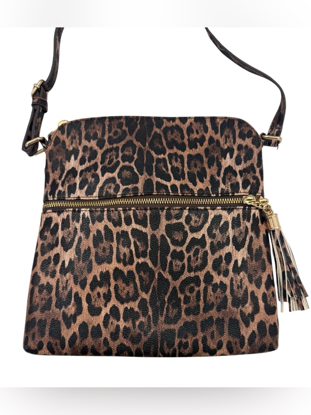 Unbranded Leopard Print Boho Faux Leather Crossbody
